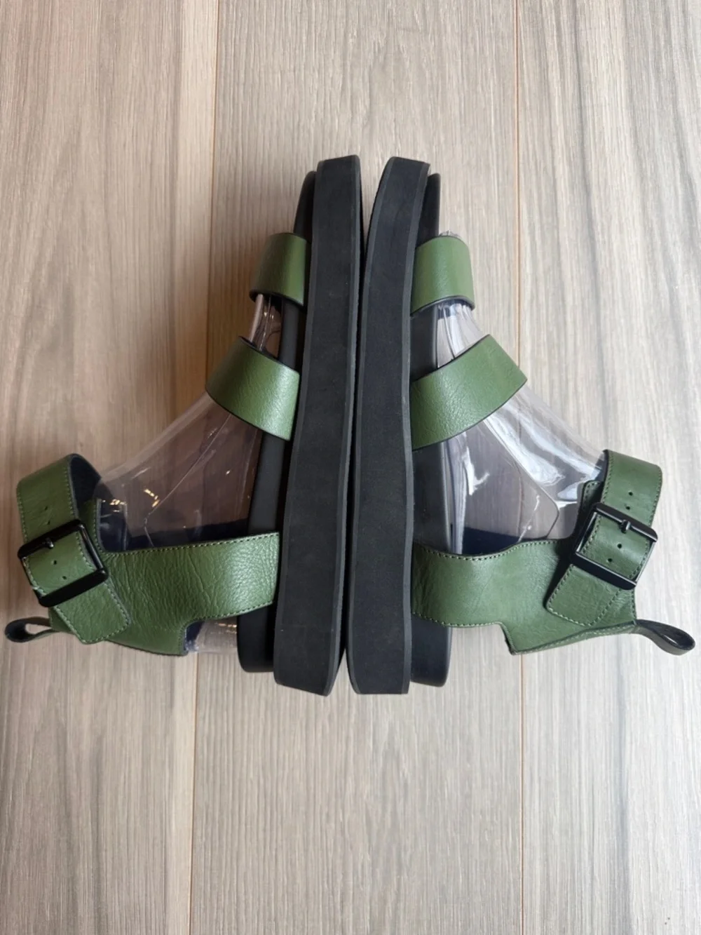Jo Mercer Olive Green Leather Strappy Sandals